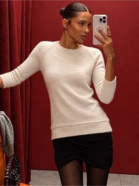 Cynthia Rowley Angora Rabbit Hair Blend Sweater Three Quarter Sleeves